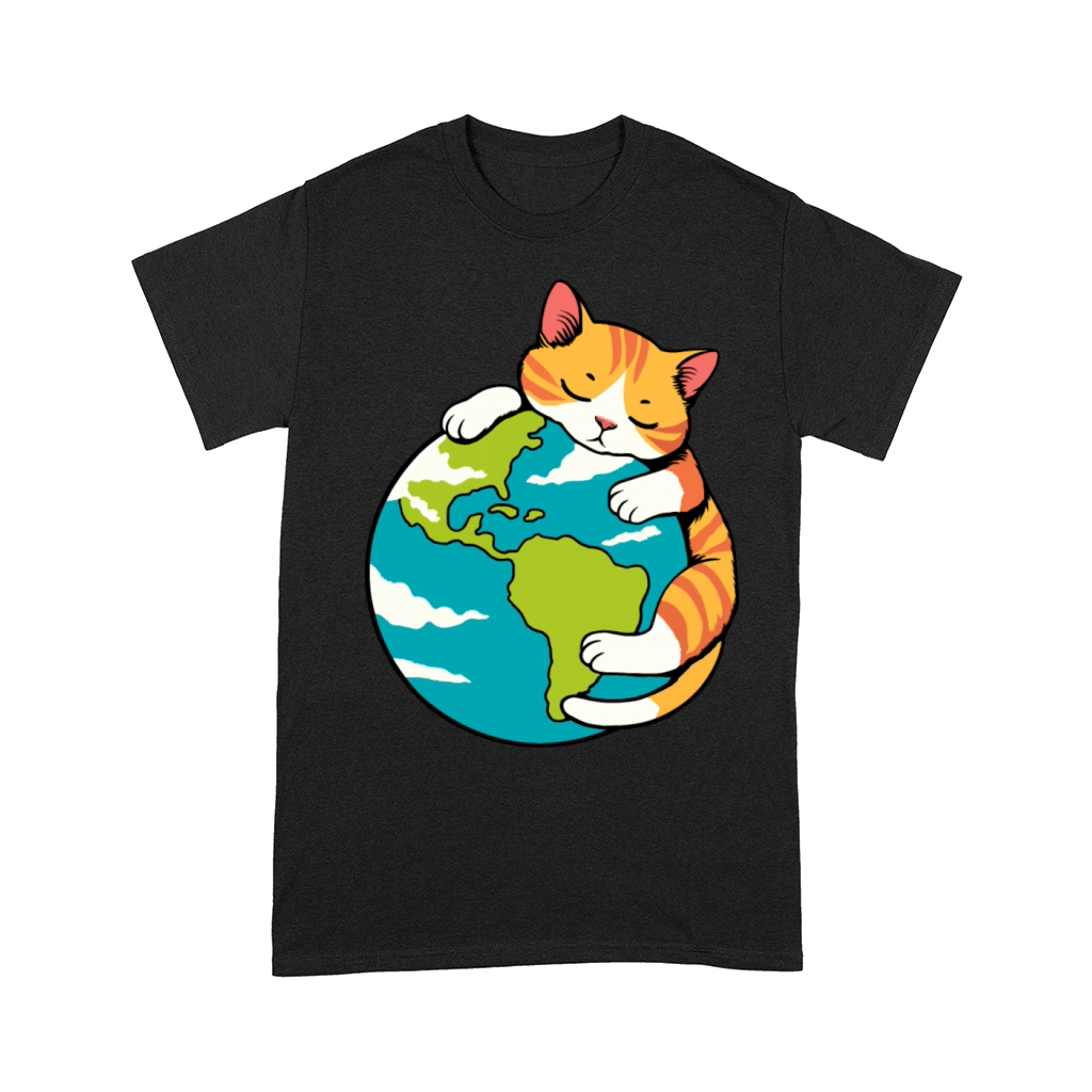 Sleeping Cat Animal Adoption Earth Day Cute Cat Comfort T-shirt