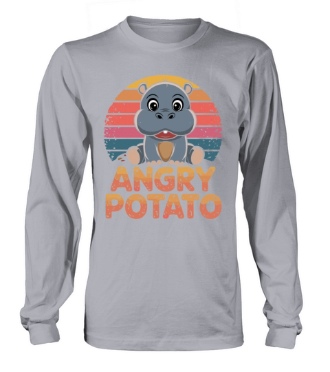 Moo Deng Angry Potato Hippo Retro Fun Long sleeved Unisex