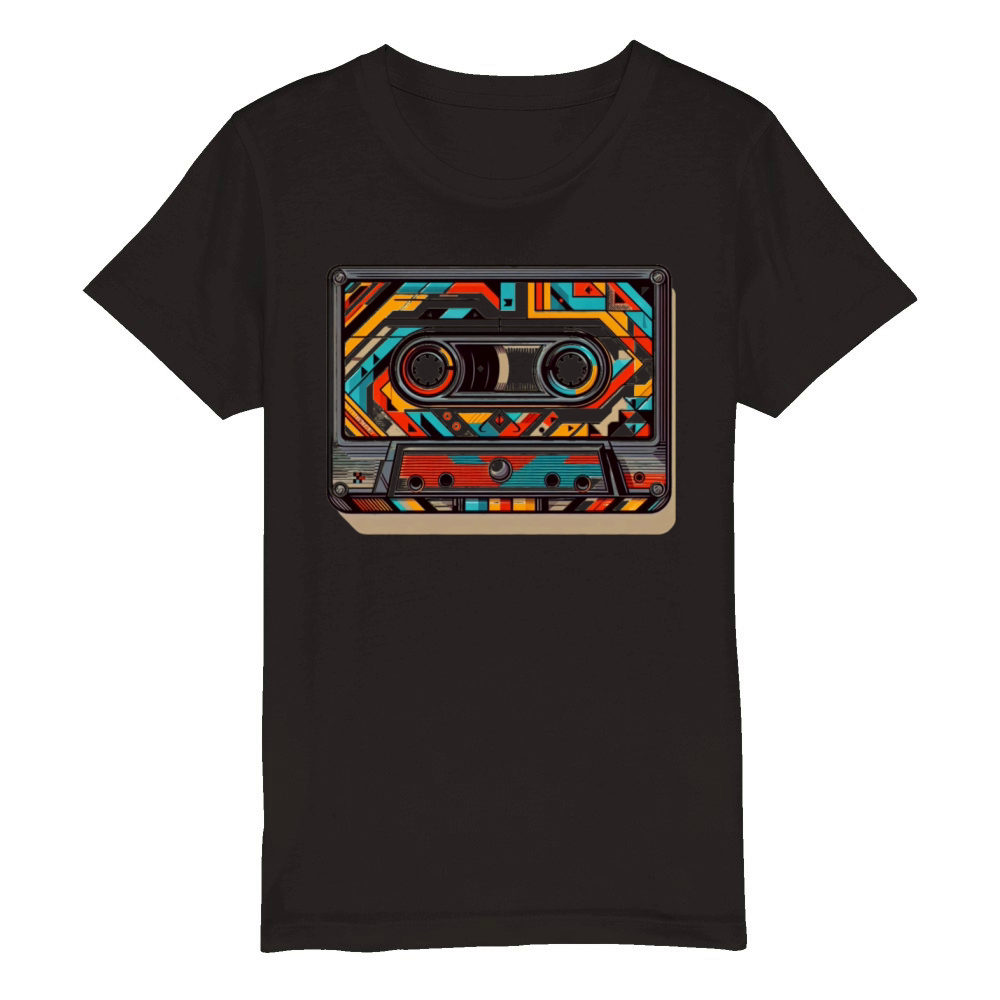 Vintage Cassette Tape Retro Music Art 3 Organic Kids Crewneck T-shirt