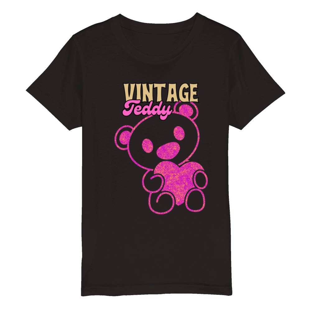 Vintage Teddy Bear Love Organic Kids Crewneck T-shirt