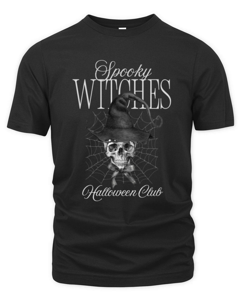 Black and White Vintage Spooky Halloween Gift Organic Unisex T-shirt