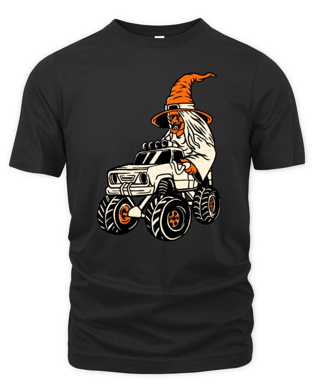 Vintage Halloween Witch Driving a Monster Hot Rod Organic Unisex T-shirt