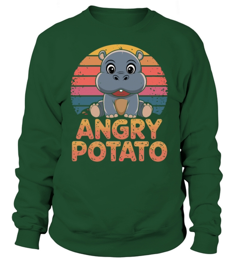 Moo Deng Angry Potato Hippo Retro Fun Sweatshirt Unisex