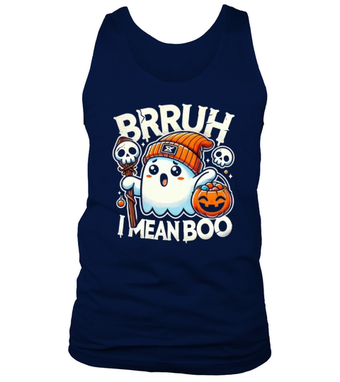Halloween Bruh Ghost Boo Skull Pumpkin Boys Kids Tank Top Unisex