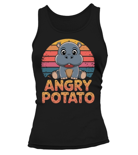 Moo Deng Angry Potato Hippo Retro Fun Tank top Woman