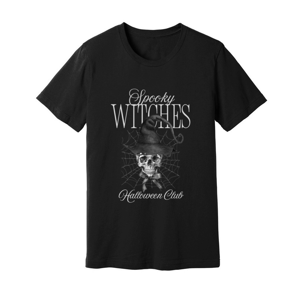 Black and White Vintage Spooky Halloween Gift Unisex Jersey Tee