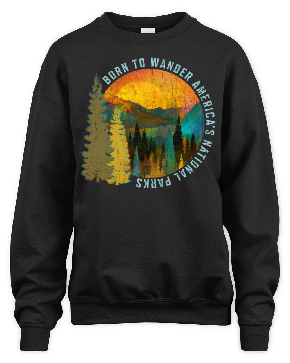 Born to Wander Americas National Parks Vintage Unisex Premium Crewneck Sweatshirt
