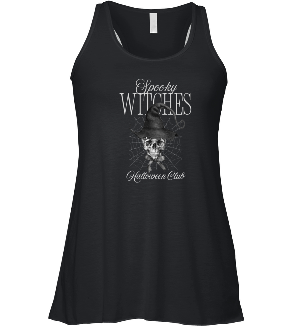 Black and White Vintage Spooky Halloween Gift Women's Flowy Tank Top