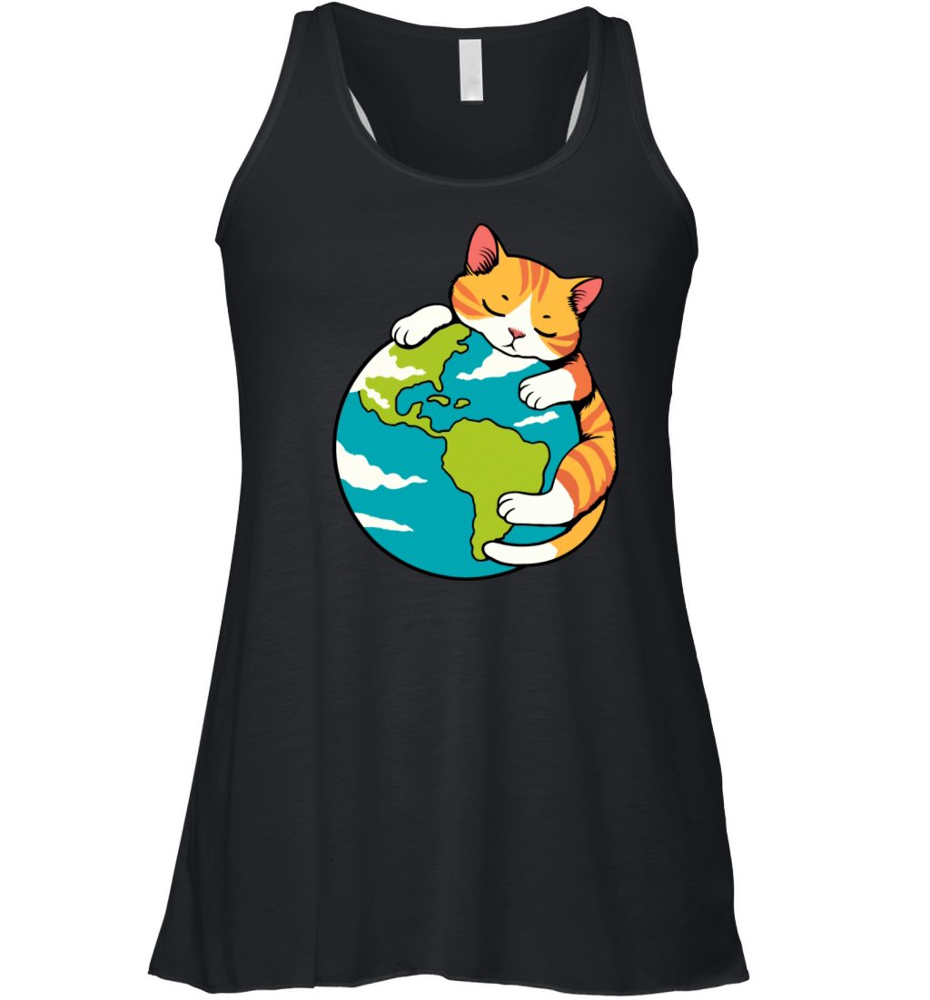 Sleeping Cat Animal Adoption Earth Day Cute Cat Women's Flowy Tank Top