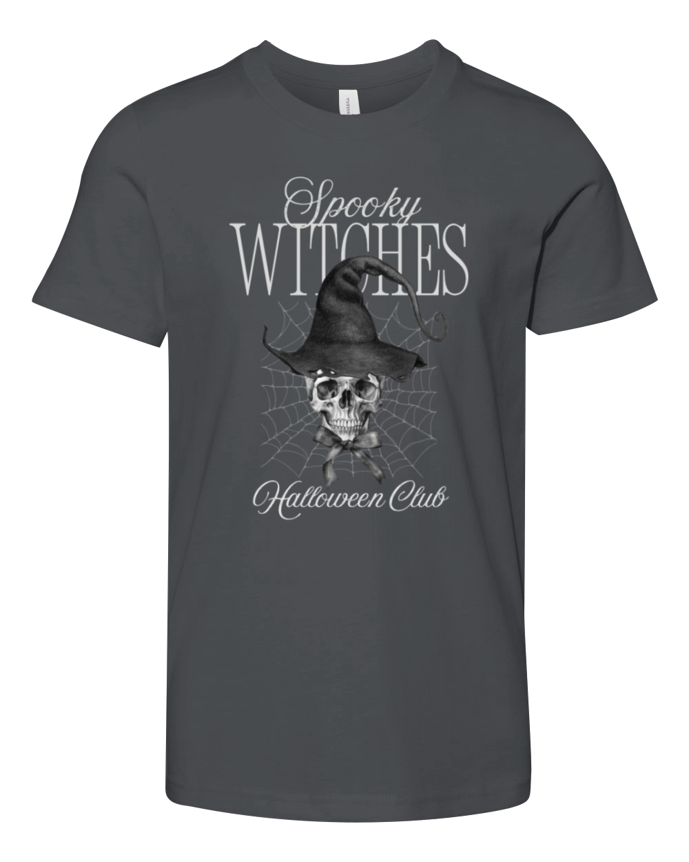 Black and White Vintage Spooky Halloween Gift Youth Unisex Jersey Tee