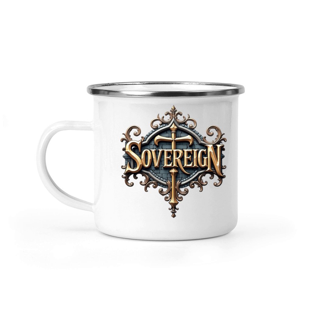 Sovereign - Medieval Flair Typography T-Shirt Camping Mug
