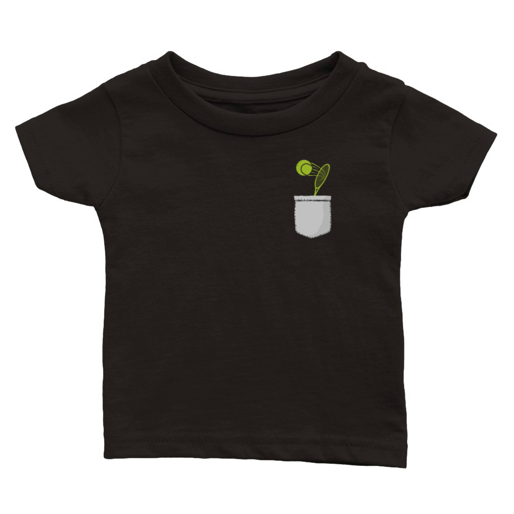 Funny Tennis Player Racket Pocket Classic Baby Crewneck T-shirt