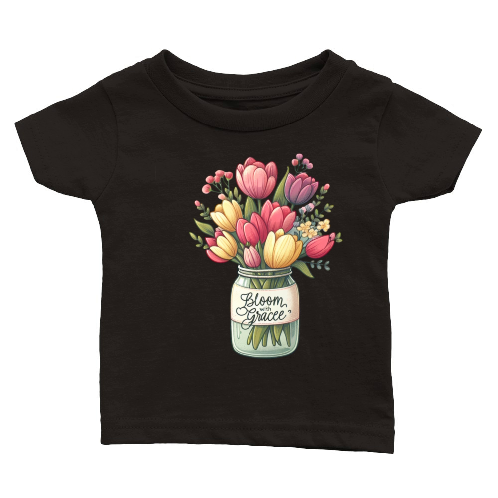 Tulip Bouquet in a Mason Jar - Vintage tulip Classic Baby Crewneck T-shirt