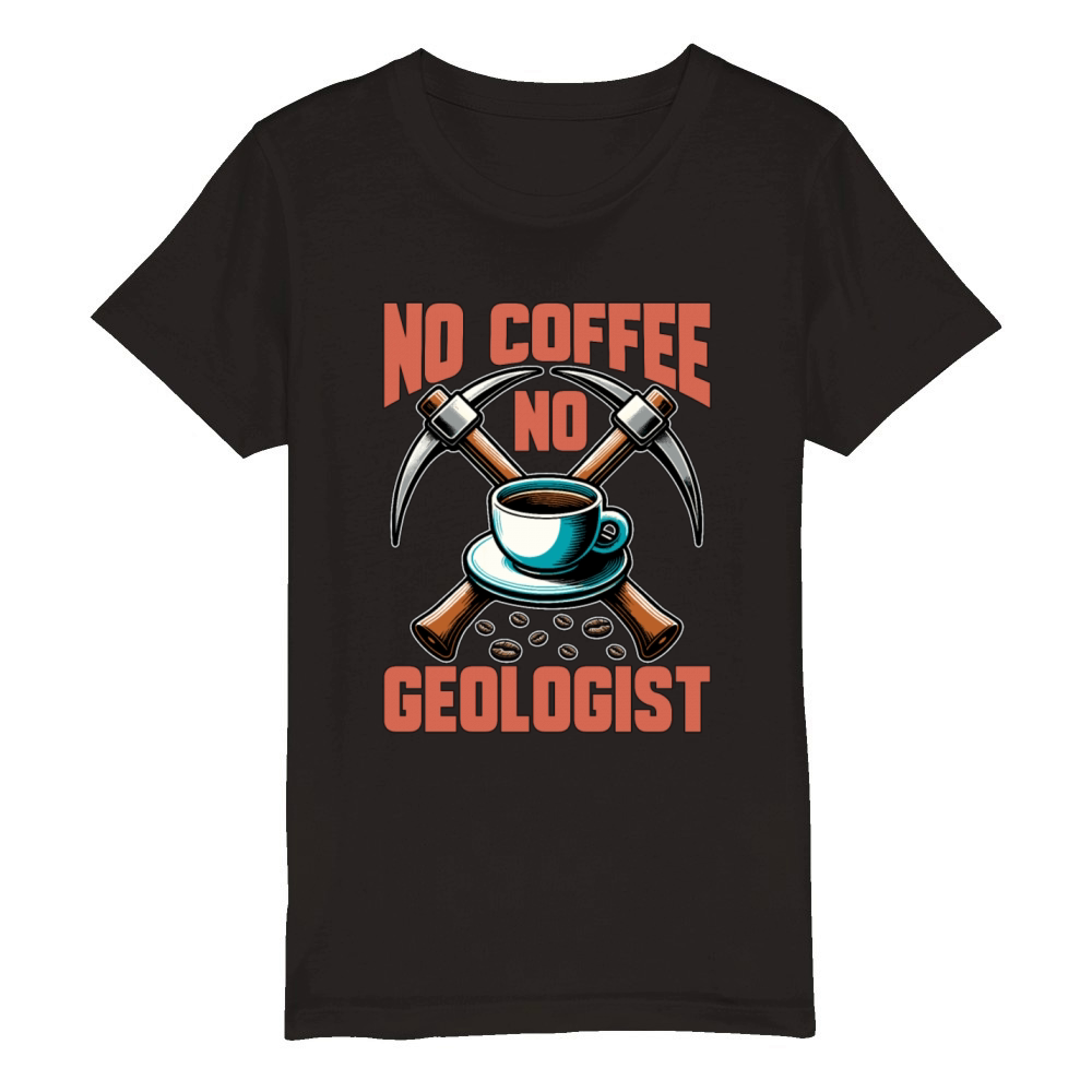 Geologist No Coffee No Rock Collector Coffee Lover Organic Kids Crewneck T-shirt