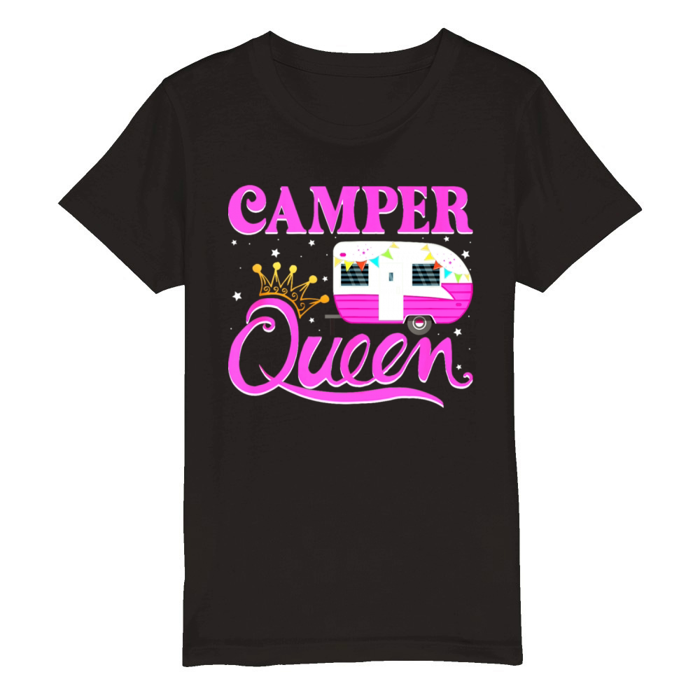 Outdoor Camping Nature Adventure Camper Queen Organic Kids Crewneck T-shirt