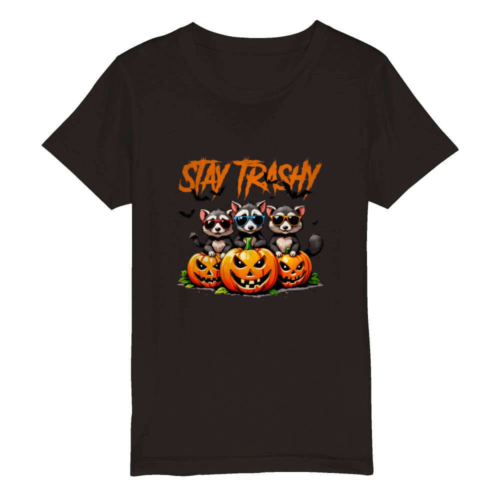 Stay trashy Halloween vintage Organic Kids Crewneck T-shirt
