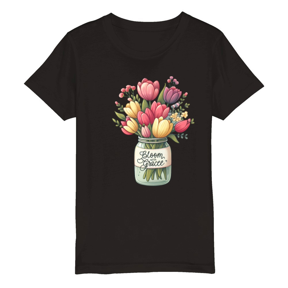 Tulip Bouquet in a Mason Jar - Vintage tulip Organic Kids Crewneck T-shirt