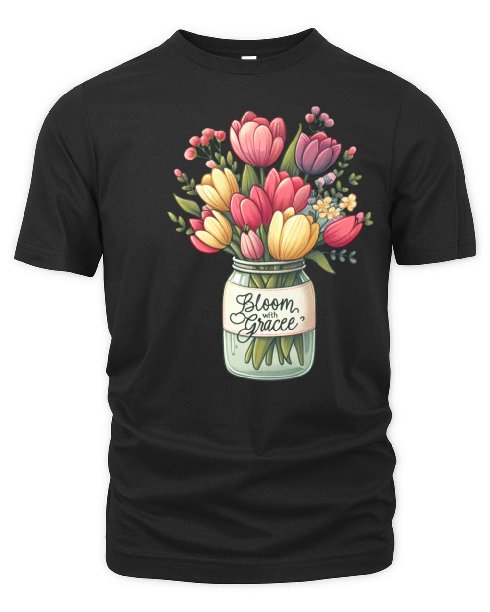 Tulip Bouquet in a Mason Jar - Vintage tulip Organic Unisex T-shirt