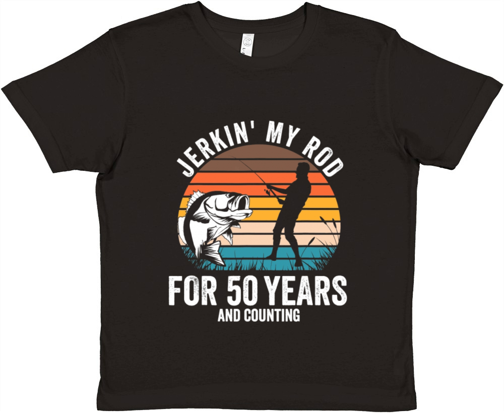 50th Birthday Gift for Fisherman Men Funny Fishing Premium Kids Crewneck T-shirt