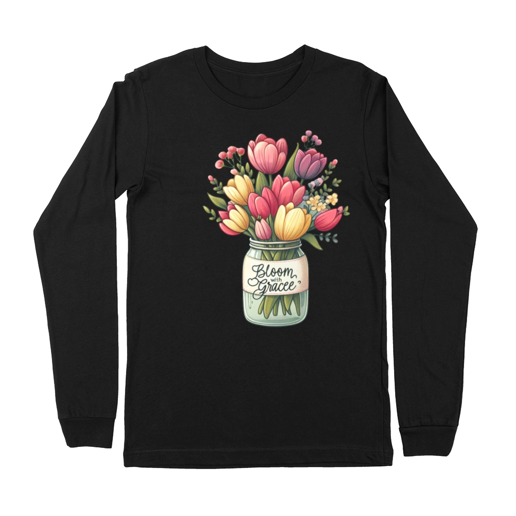 Tulip Bouquet in a Mason Jar - Vintage tulip Premium Long Sleeve