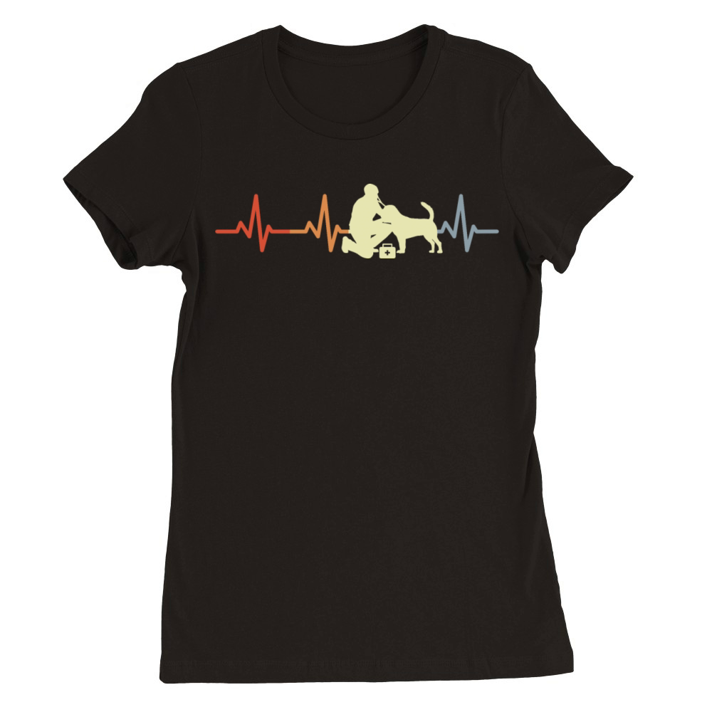 Vintage Veterinarian Heartbeat Premium Womens Crewneck T-shirt