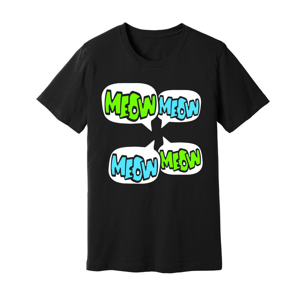 Meow Cat Speech Bubble Cartoon Text Quote Comic Unisex Jersey Tee