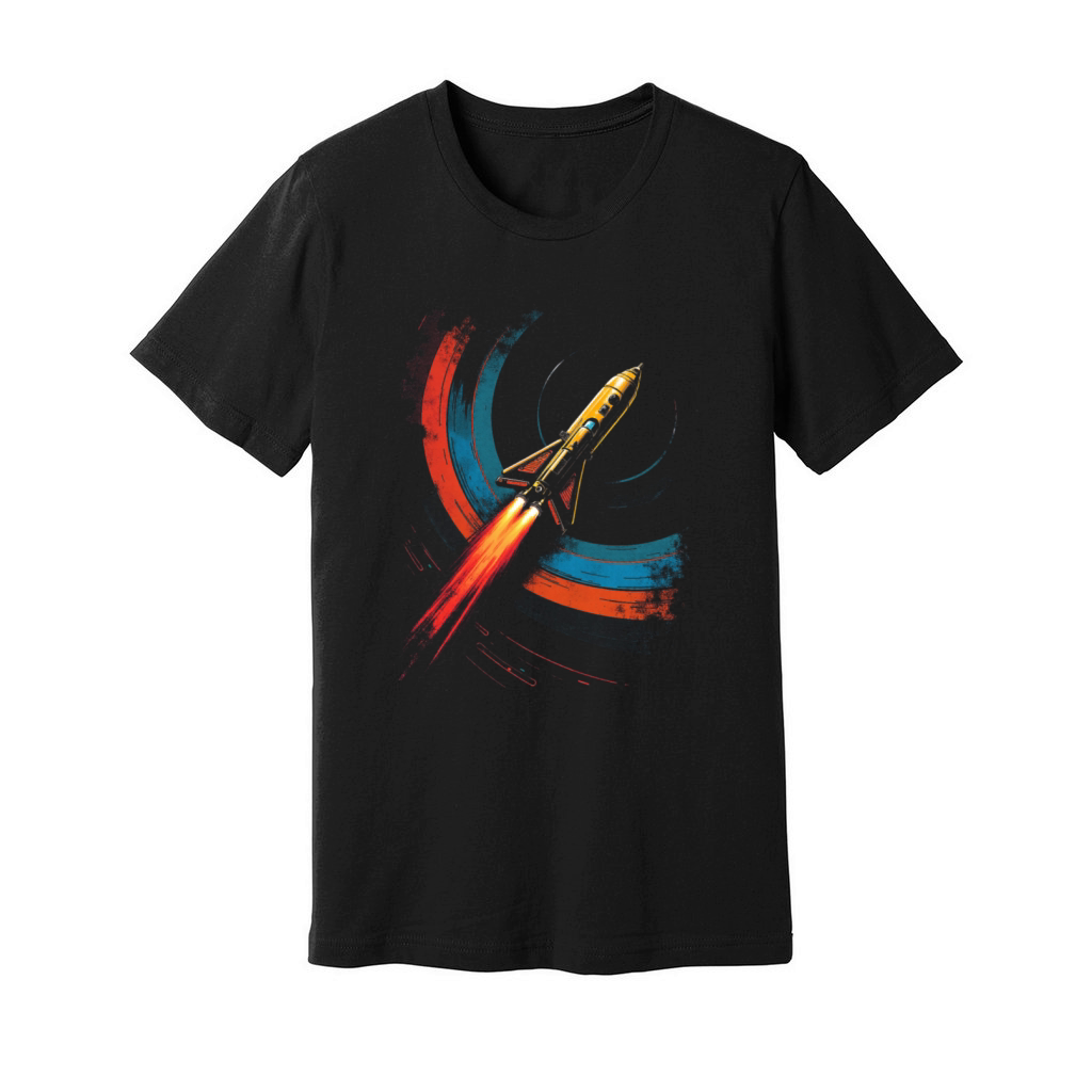 Retro Rocket In Flight Unisex Jersey Tee