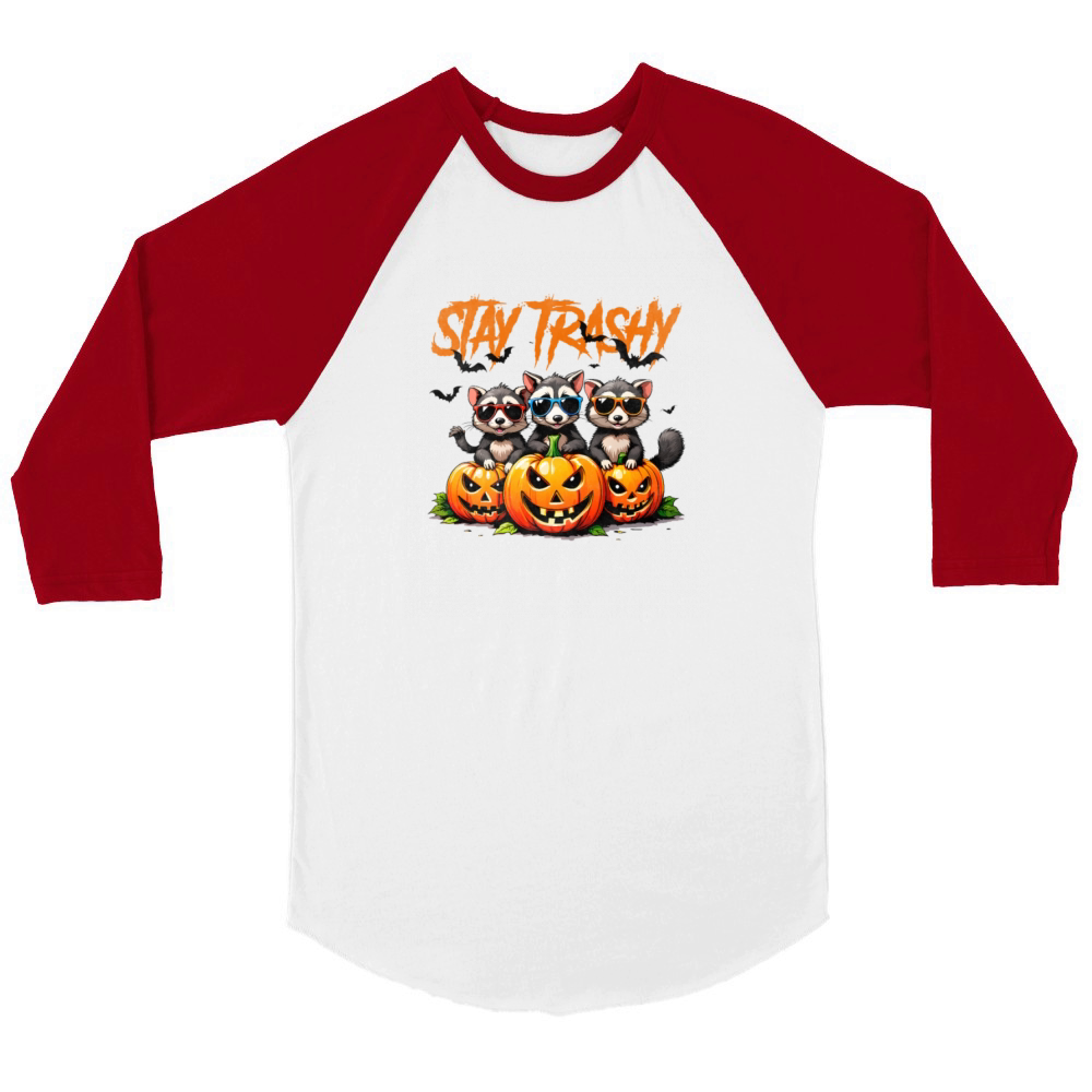 Stay trashy Halloween vintage Unisex ¾ sleeve Raglan T-shirt