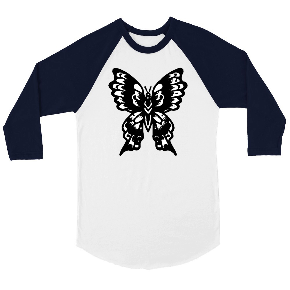 Vintage Butterfly Unisex ¾ sleeve Raglan T-shirt