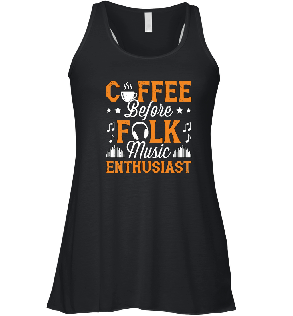 Folk Music Enthusiast Coffee Musician Coffee Lover Women's Flowy Tank Top