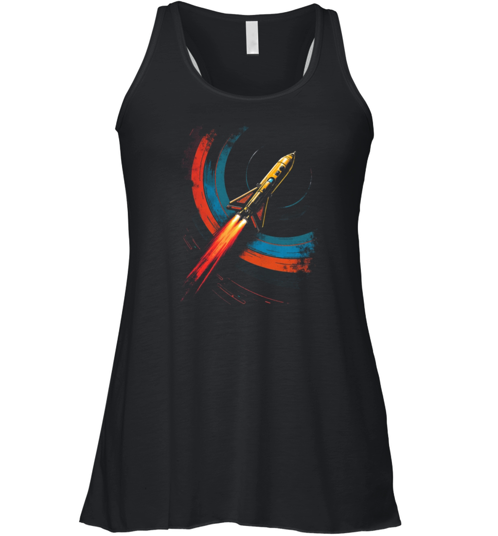 Retro Rocket In Flight Women's Flowy Tank Top
