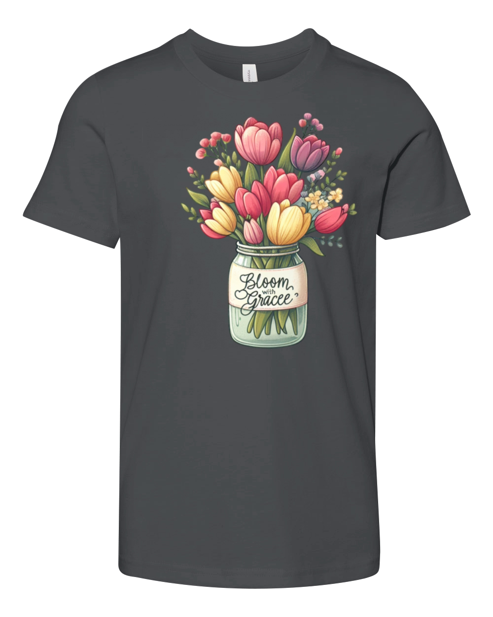 Tulip Bouquet in a Mason Jar - Vintage tulip Youth Unisex Jersey Tee