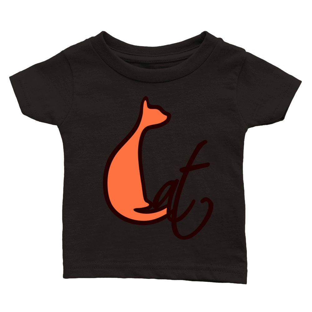 Sitting Cat Pretty Silhouette Text Quote Outline Classic Baby Crewneck T-shirt