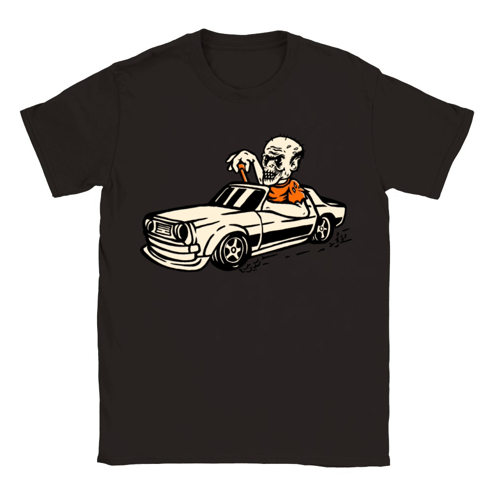 Vintage Halloween Hot Rod Car with Zombie Driver Classic Kids Crewneck T-shirt