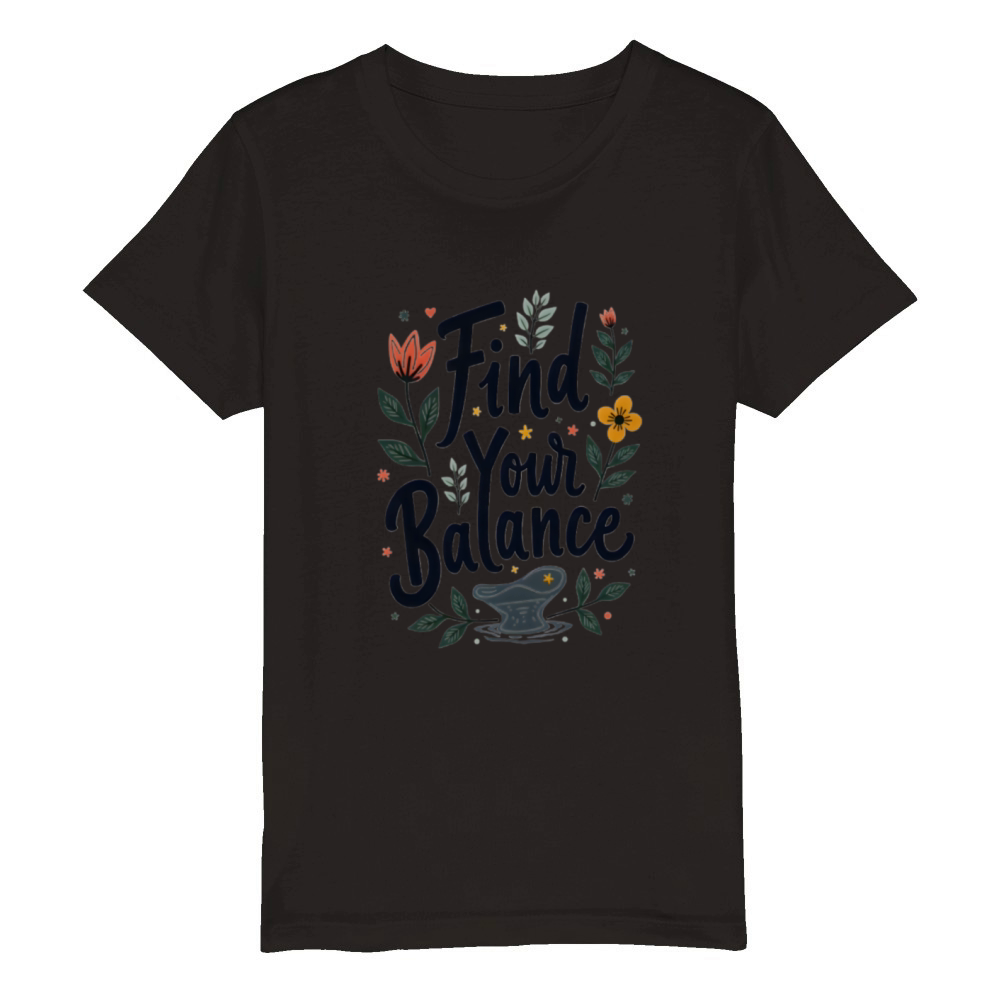 Find Your Balance Typography Organic Kids Crewneck T-shirt
