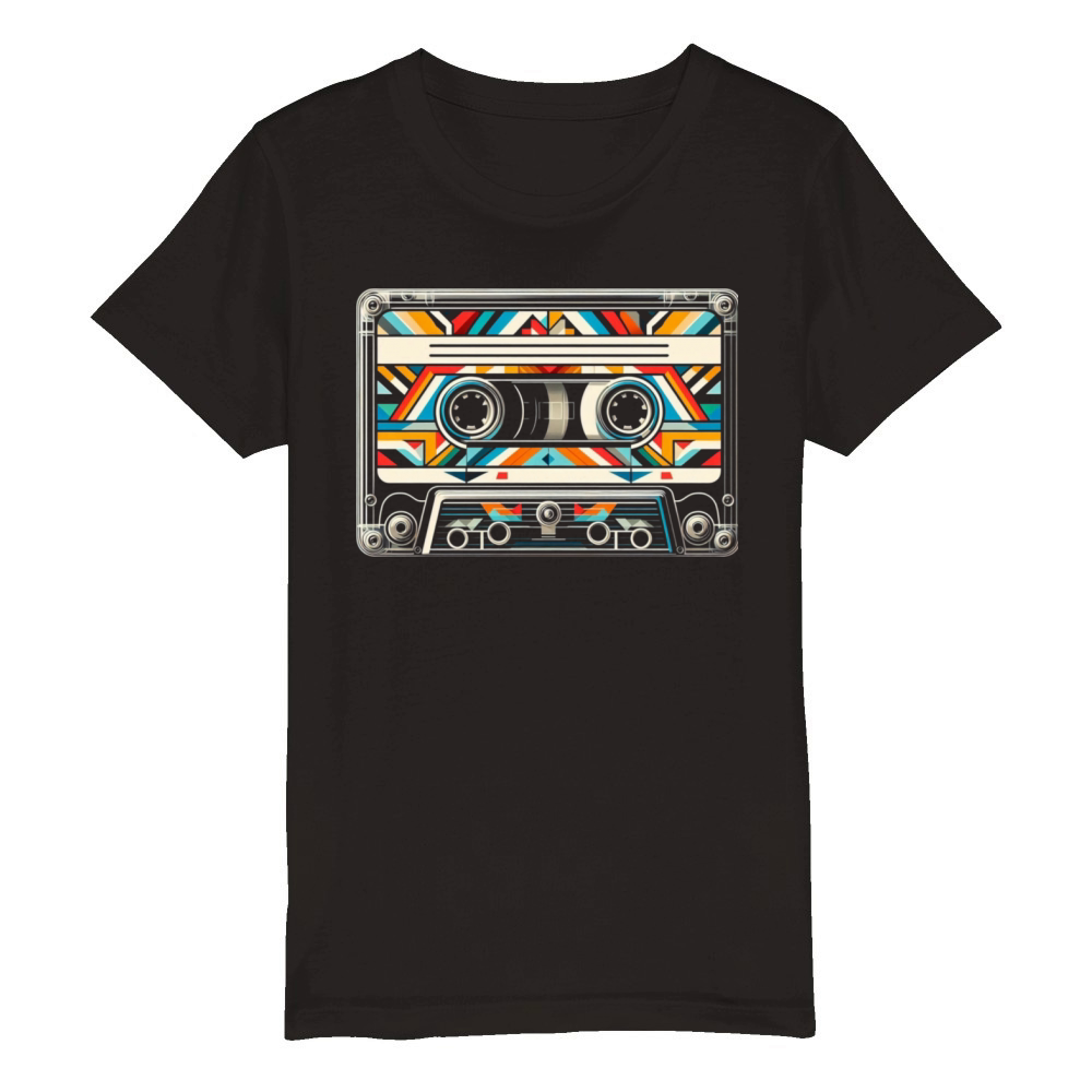 Vintage Cassette Tape Retro Music Art 1 Organic Kids Crewneck T-shirt