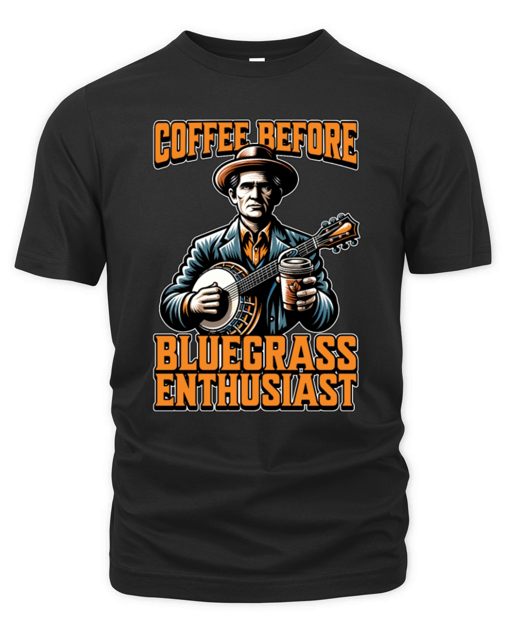 Bluegrass Music Coffee Banjo Player Coffee Lover Organic Unisex T-shirt