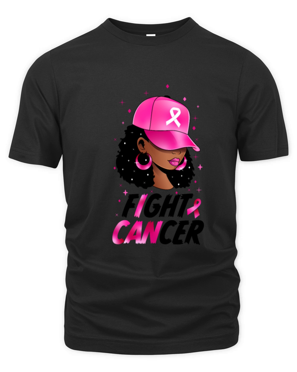 In October We Wear Pink Black Woman Breast Cancer Organic Unisex T-shirt