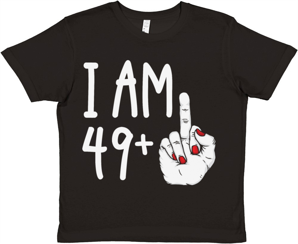 I Am 49 Plus 1 Middle Finger Funny 50th Birthday Premium Kids Crewneck T-shirt