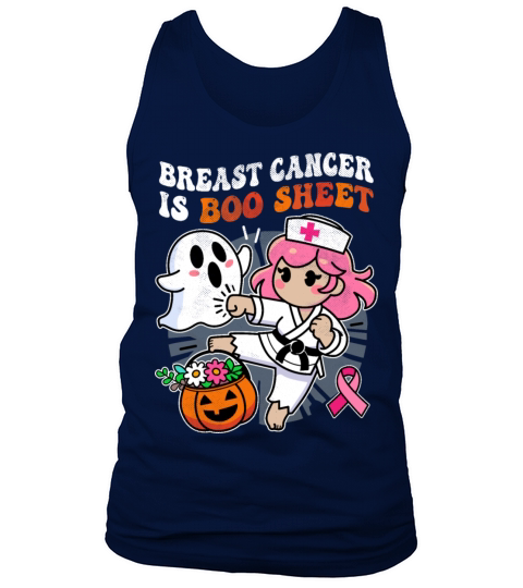 Nurse Breast Cancer Ghost Halloween Awareness Tank Top Unisex