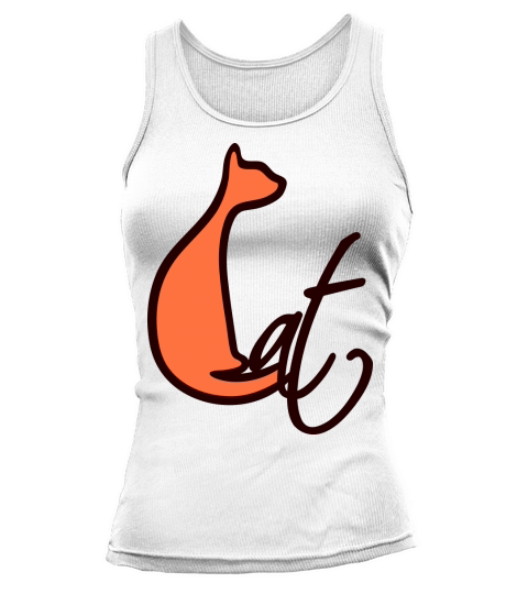 Sitting Cat Pretty Silhouette Text Quote Outline Tank top Woman