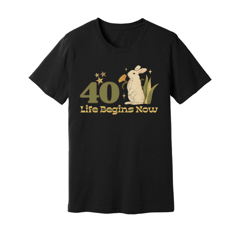 Life Begins at Forty Birthday Design Unisex Jersey Tee