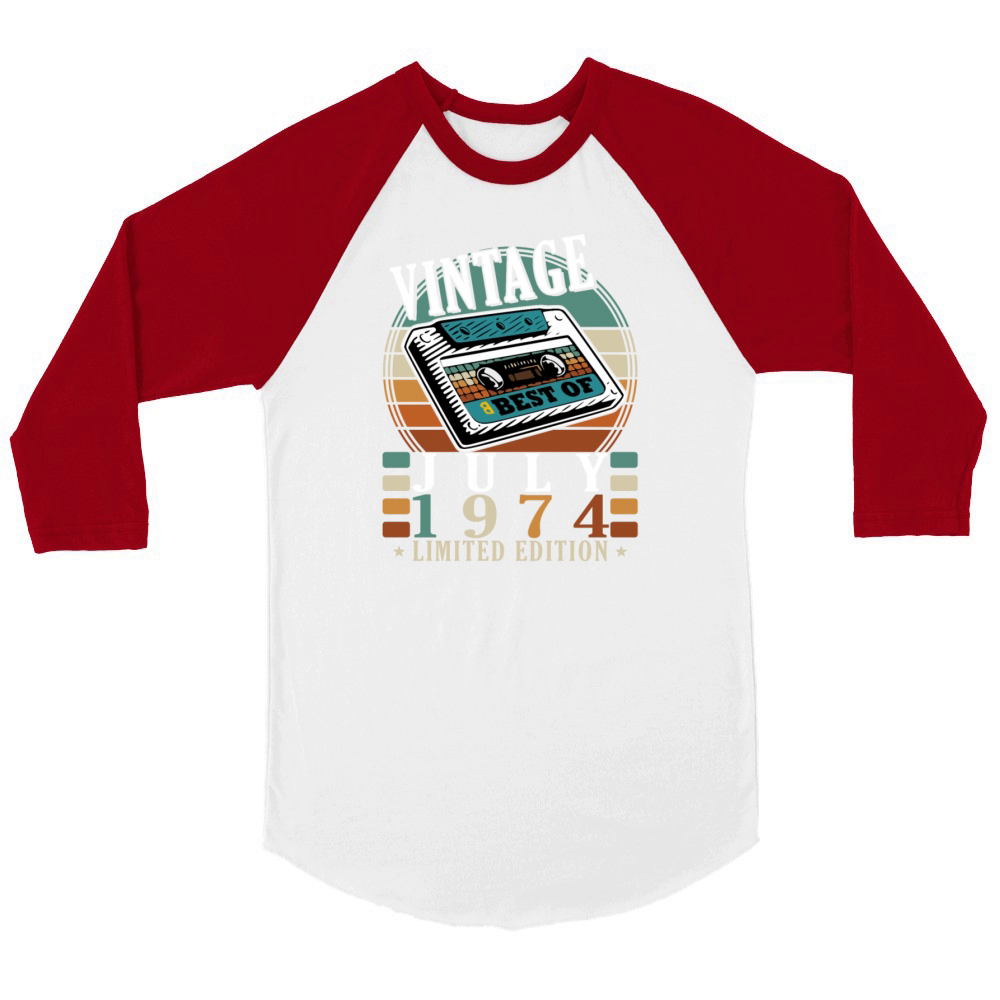 50th birthday 50 years July 1974 Unisex ¾ sleeve Raglan T-shirt