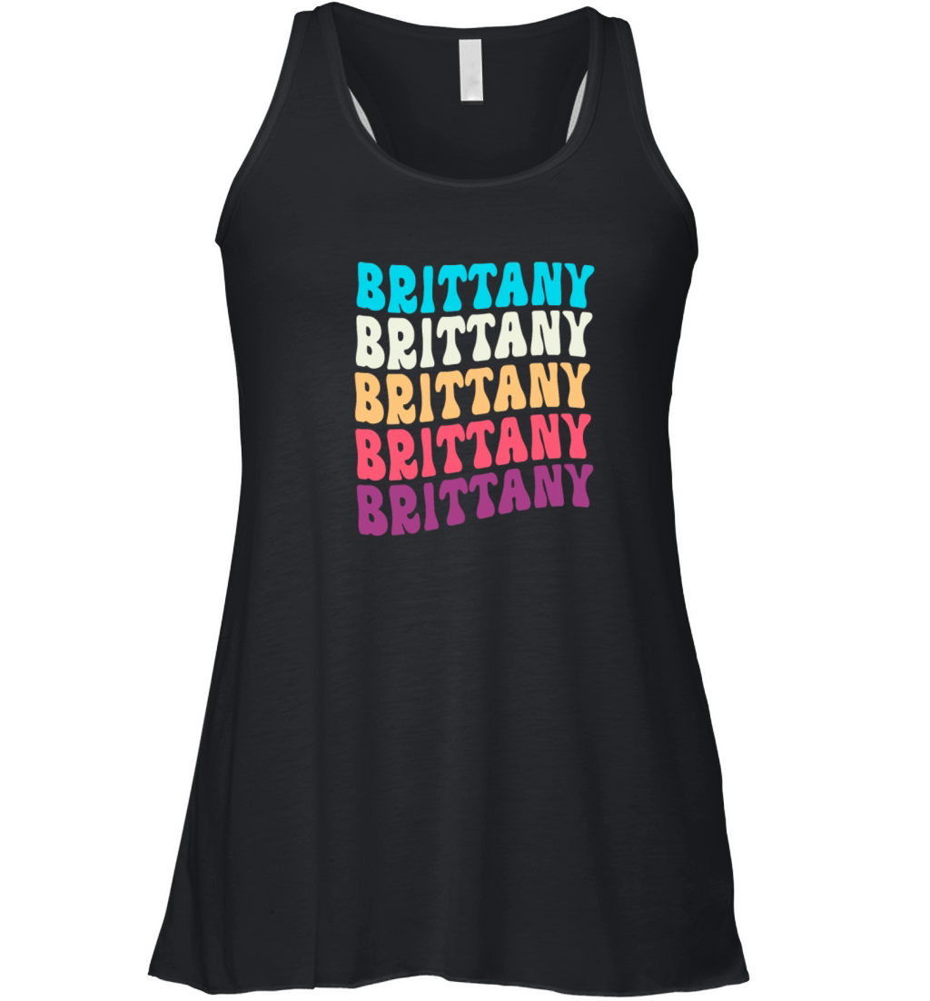 Retro Colorful Pet Lover Brittany Spaniel Dog Women's Flowy Tank Top