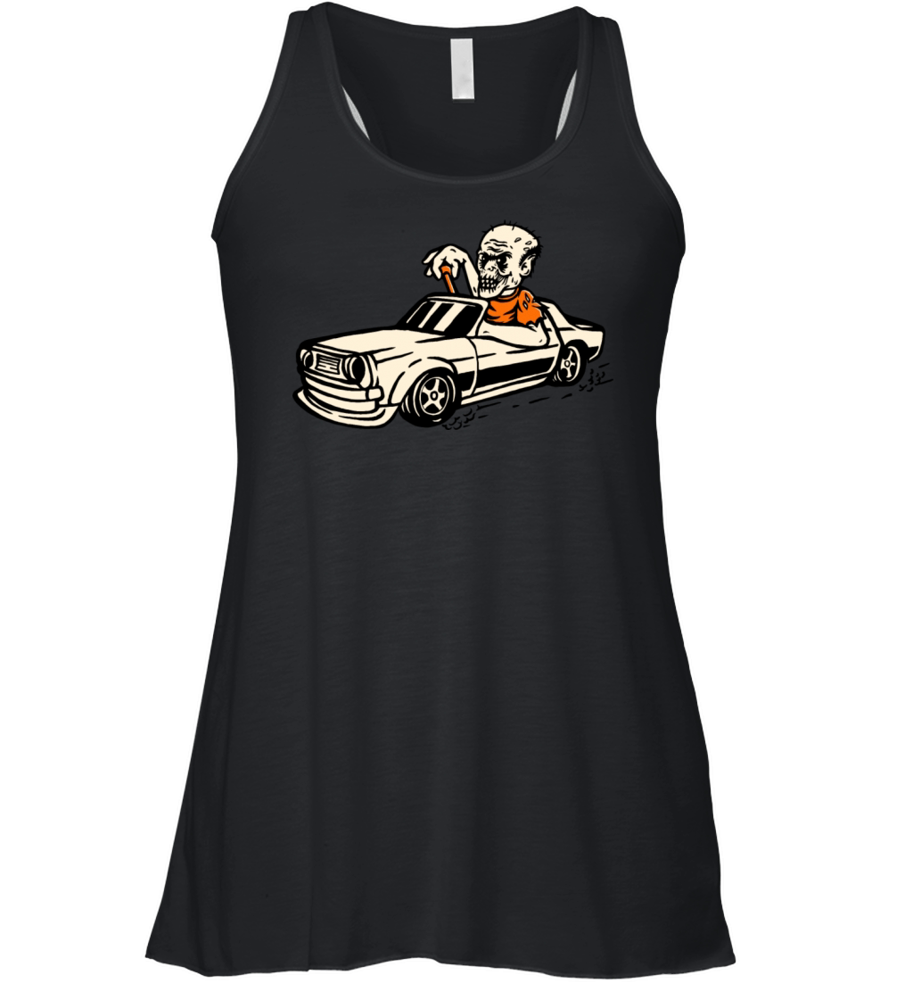 Vintage Halloween Hot Rod Car with Zombie Driver Women's Flowy Tank Top