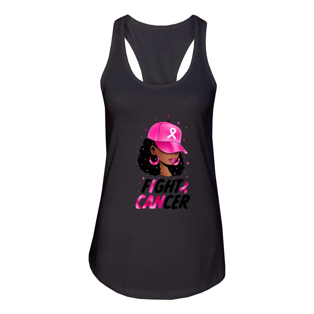 In October We Wear Pink Black Woman Breast Cancer Women's Racerback Tank