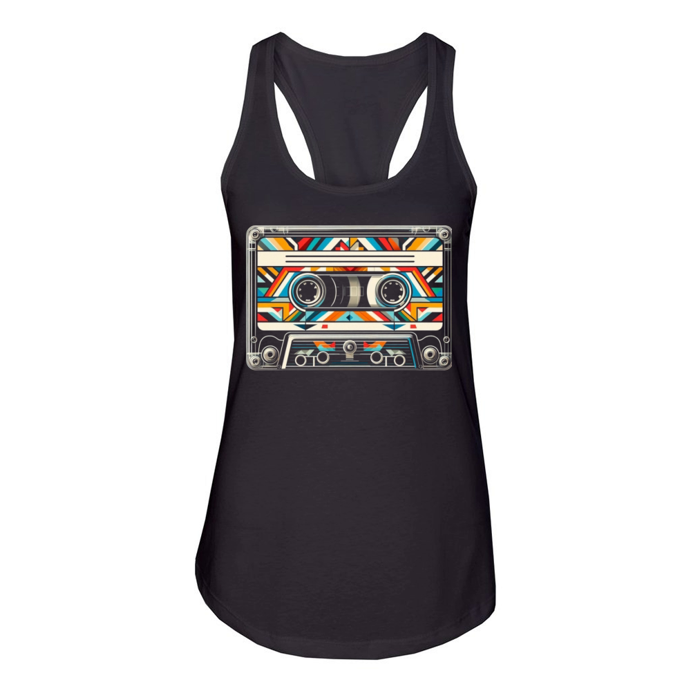 Vintage Cassette Tape Retro Music Art 1 Women's Racerback Tank