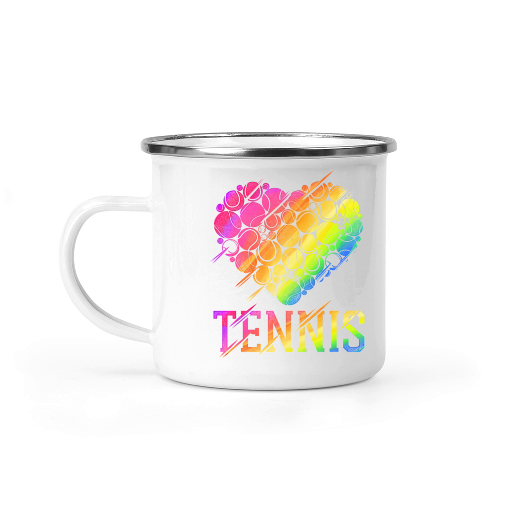 Funny Tennis Player Racket Heart Camping Mug