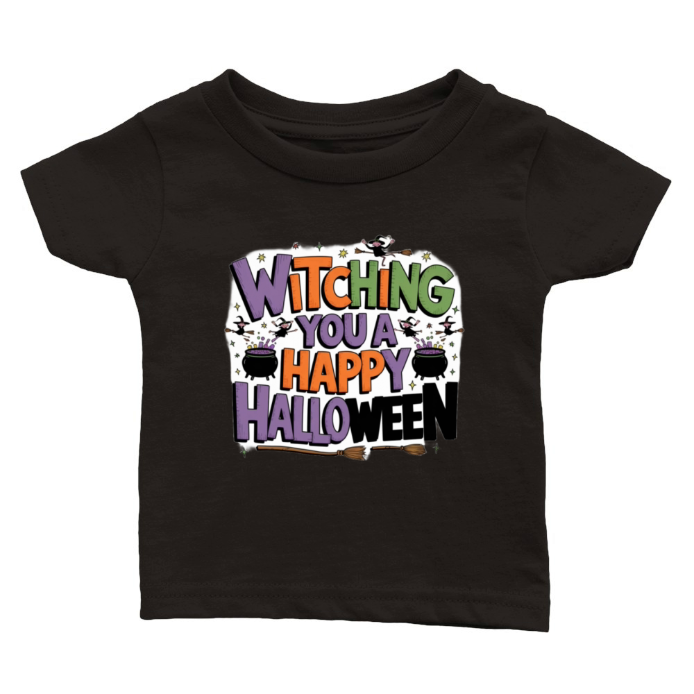 witching you a happy halloween design Classic Baby Crewneck T-shirt