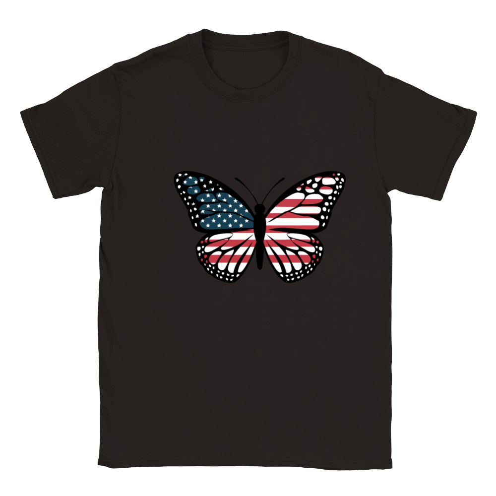 American Flag Butterfly 4th Of July Patriotic kids Classic Kids Crewneck T-shirt